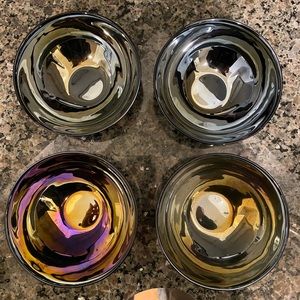 Four Black bowls with shimmer lining